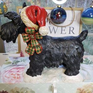 Adorable Vintage Scotty Dog Christmas Stocking Hanger Resin RARE Scottish